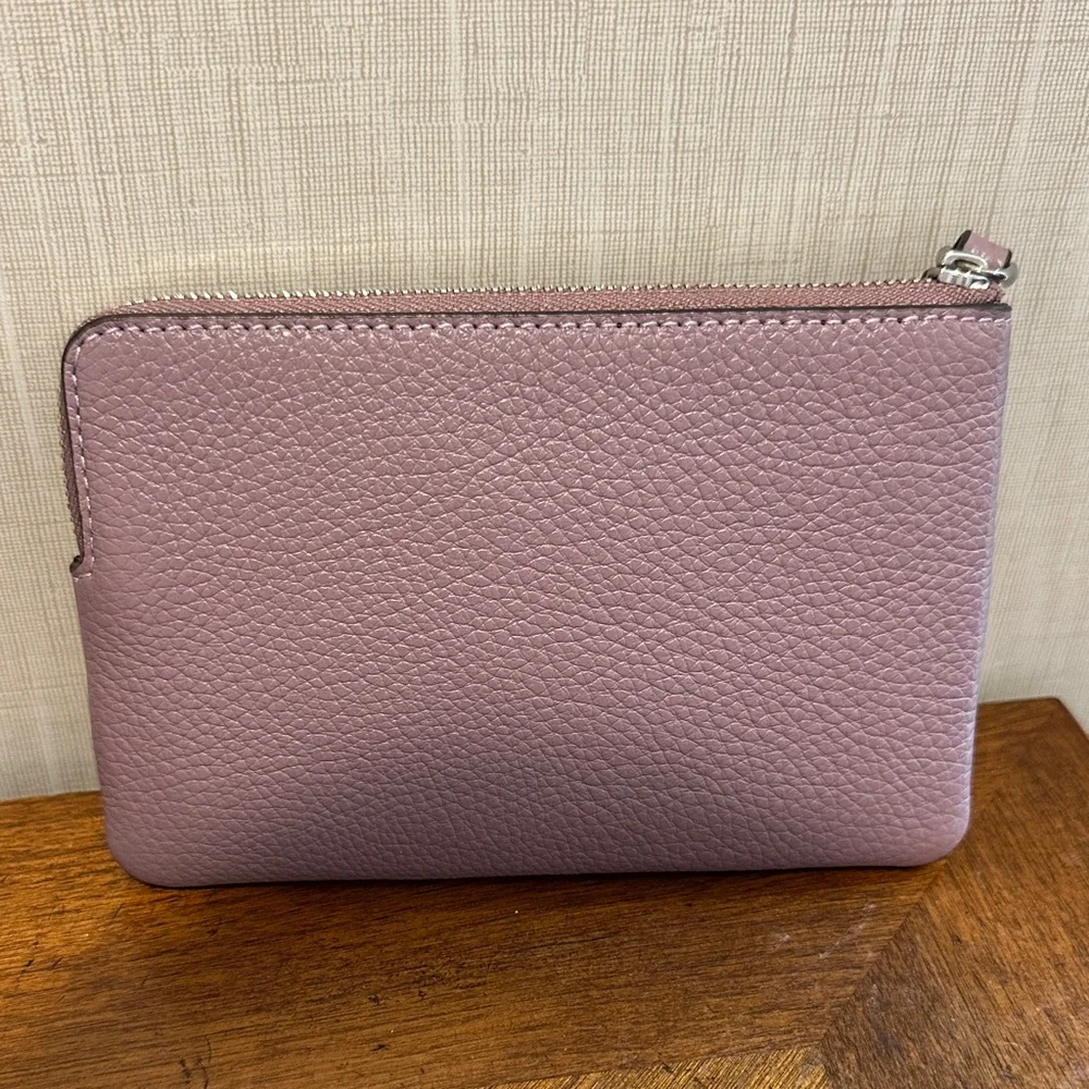 COACH Jasmine Leather Zip Wristlet in Dusty Lilac - Picture 3 of 9